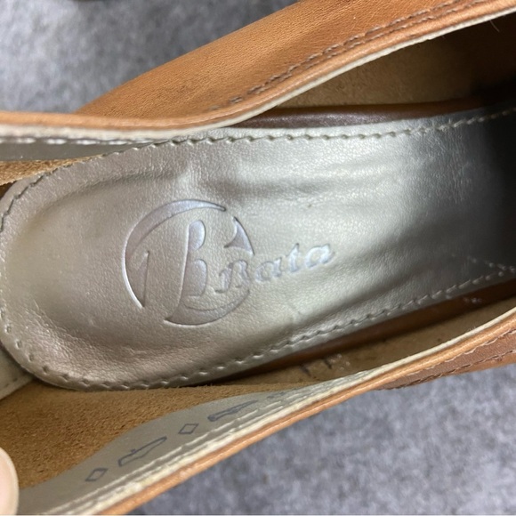 Bata Buttery Soft Tan Leather Classic Tie Heels Women’s Size 39 or US 8 - Picture 8 of 9